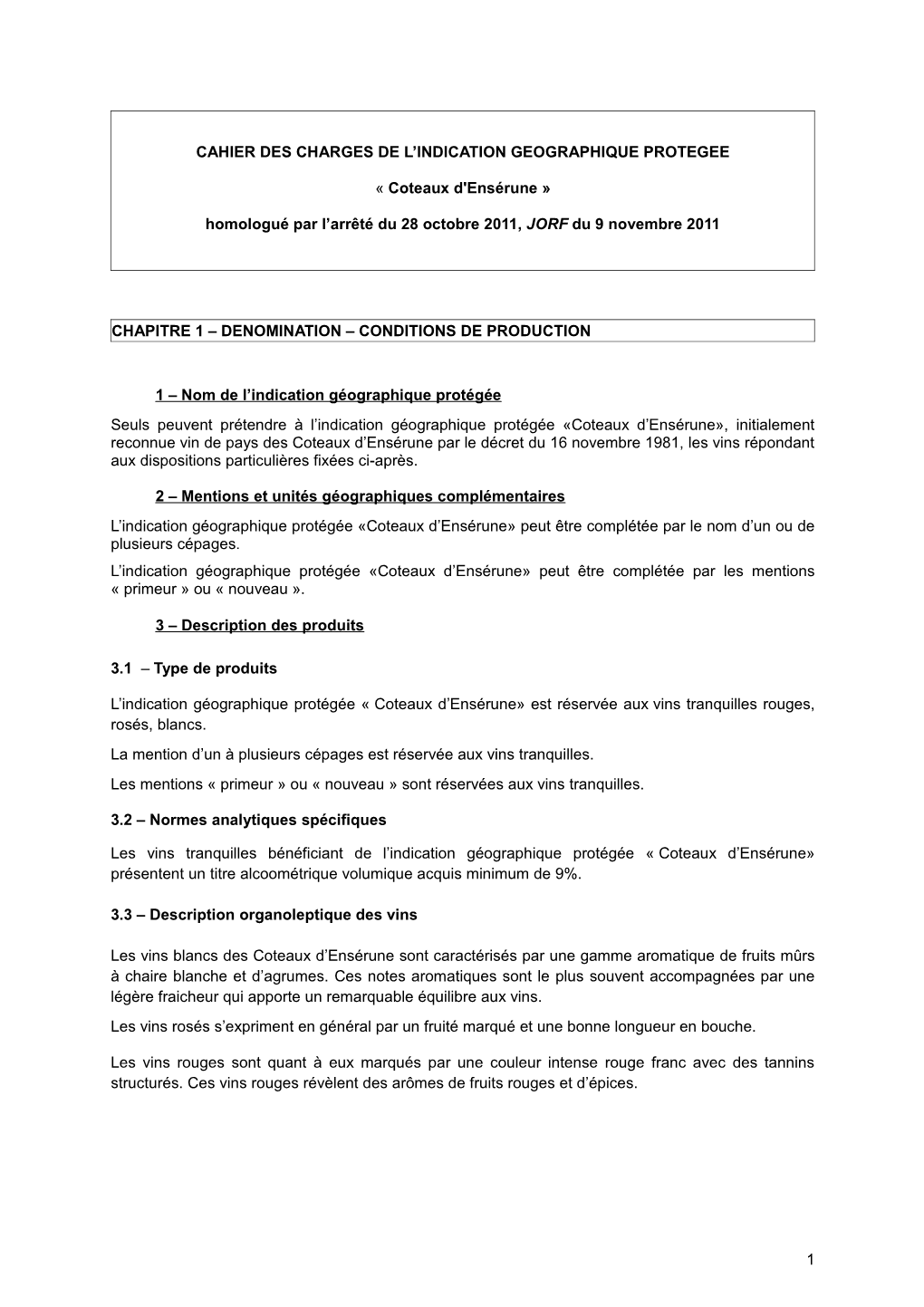 Cahier Des Charges De L'igp