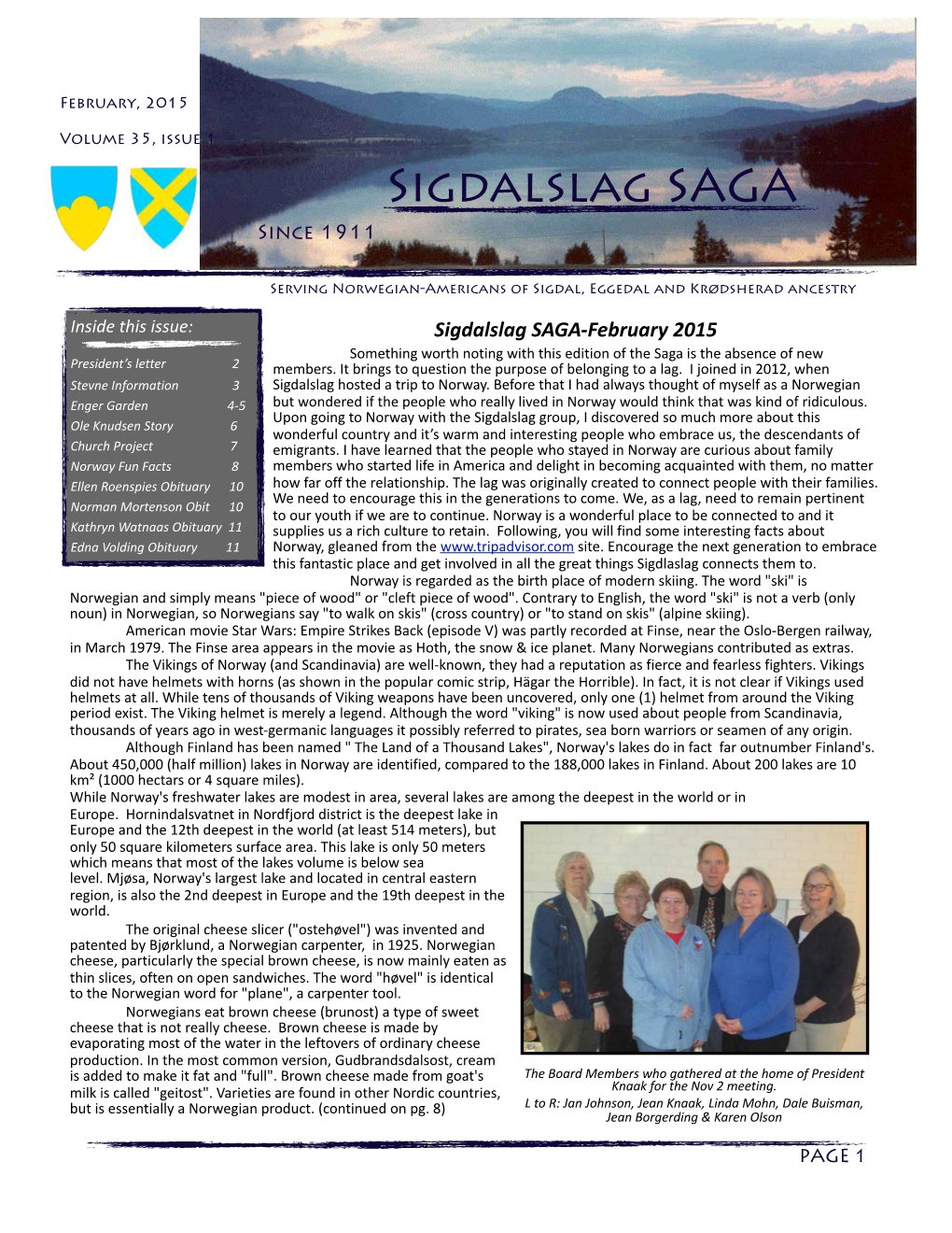 Sigdalslag Saga Volume 35, Issue 1