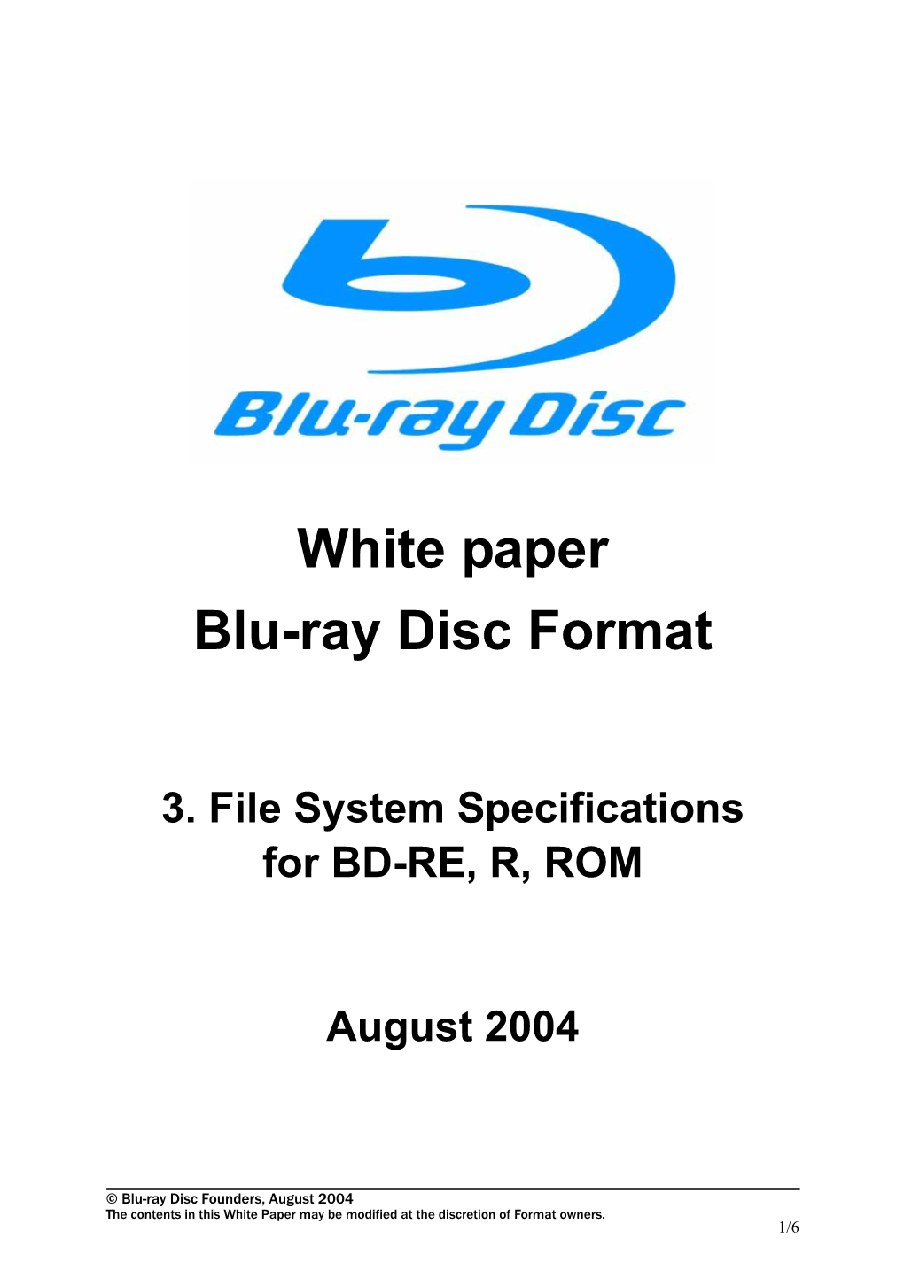White Paper Blu-Ray Disc Format