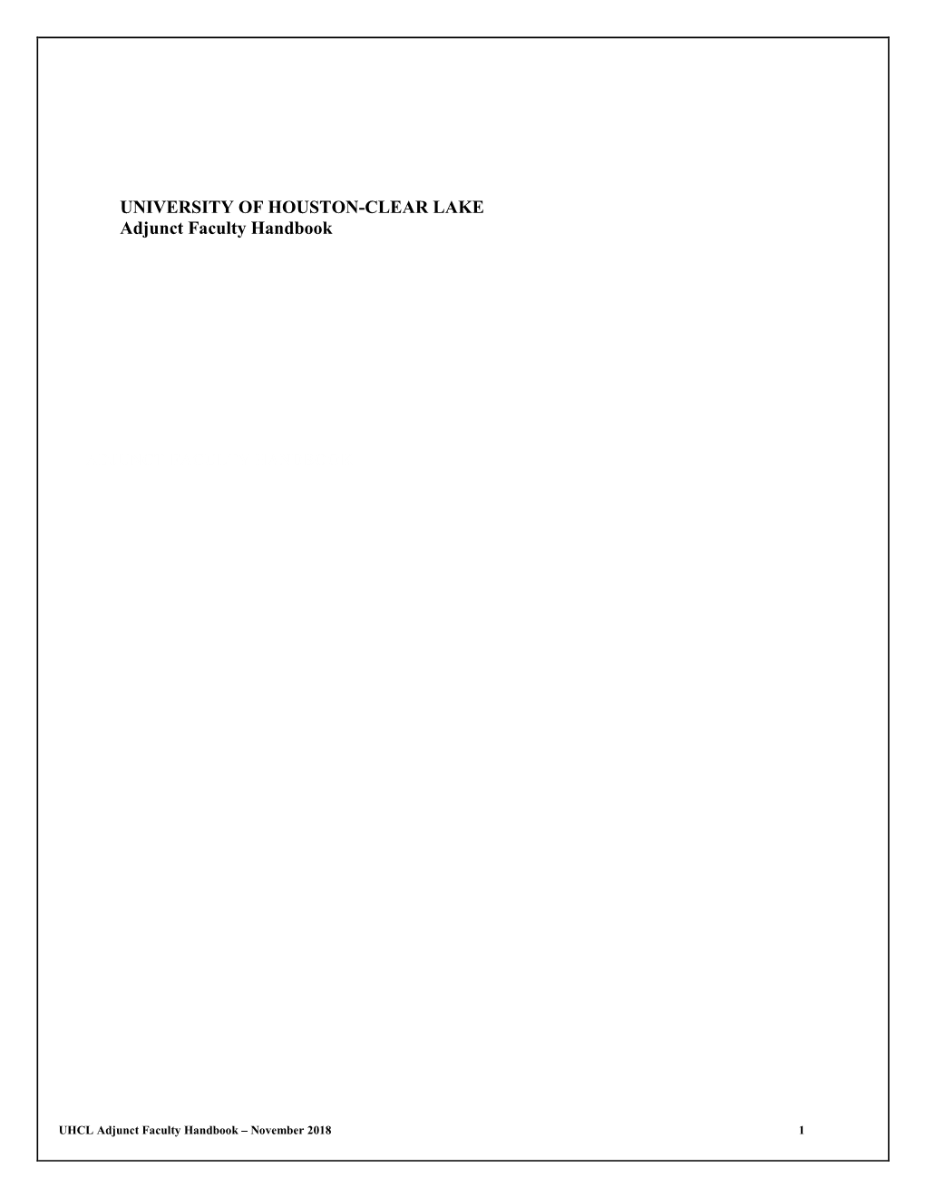 UNIVERSITY of HOUSTON-CLEAR LAKE Adjunct Faculty Handbook