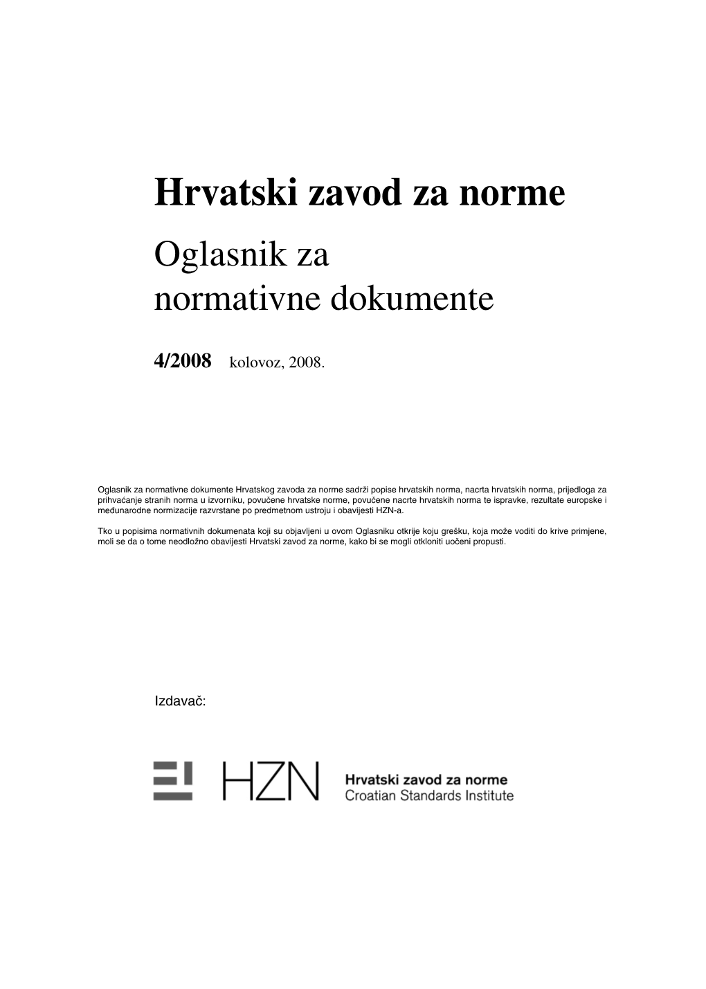 HZN Oglasnik Za Normativne Dokumente 4