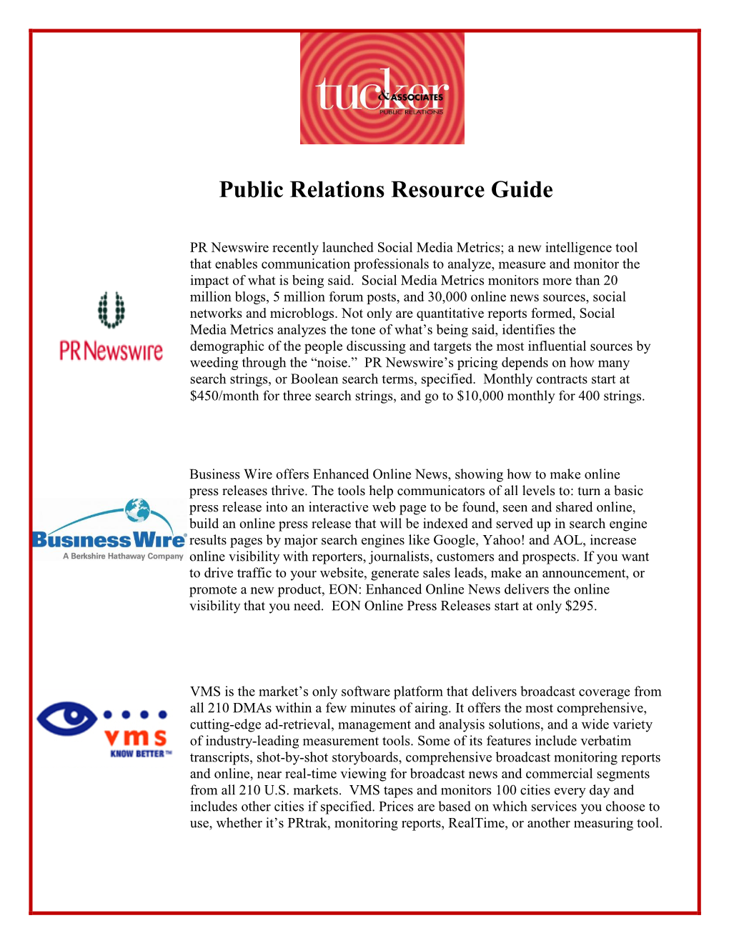 Public Relations Resource Guide