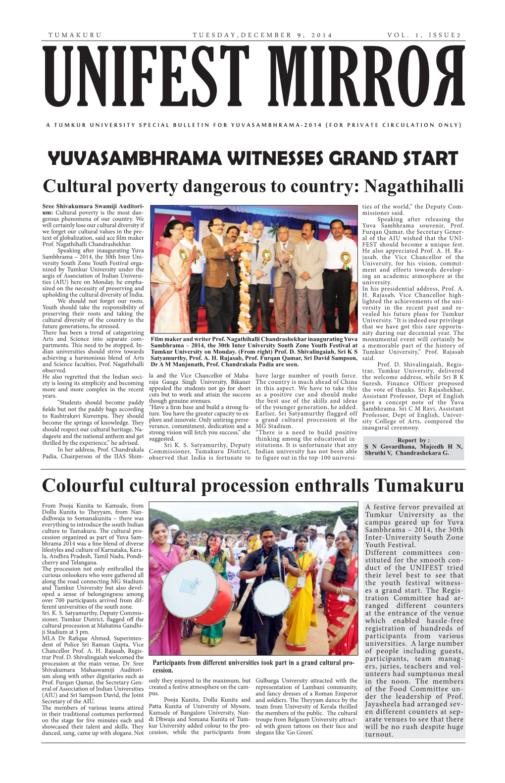 YUVASAMBHRAMA WITNESSES GRAND START Cultural Poverty Dangerous to Country: Nagathihalli