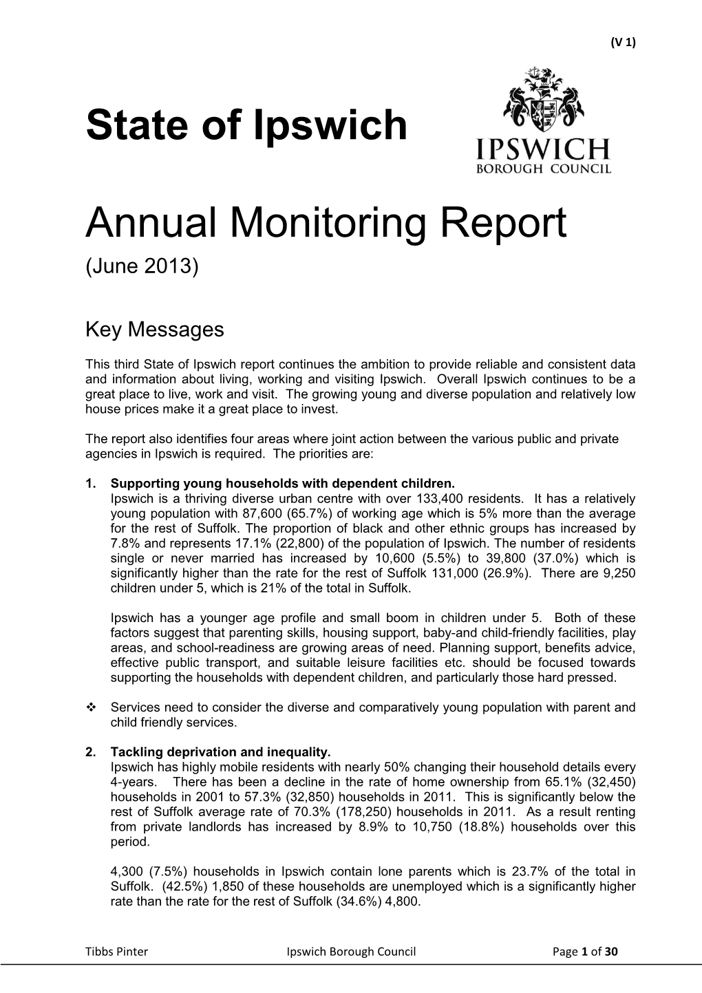 State of Ipswich Annual Monitoring Report