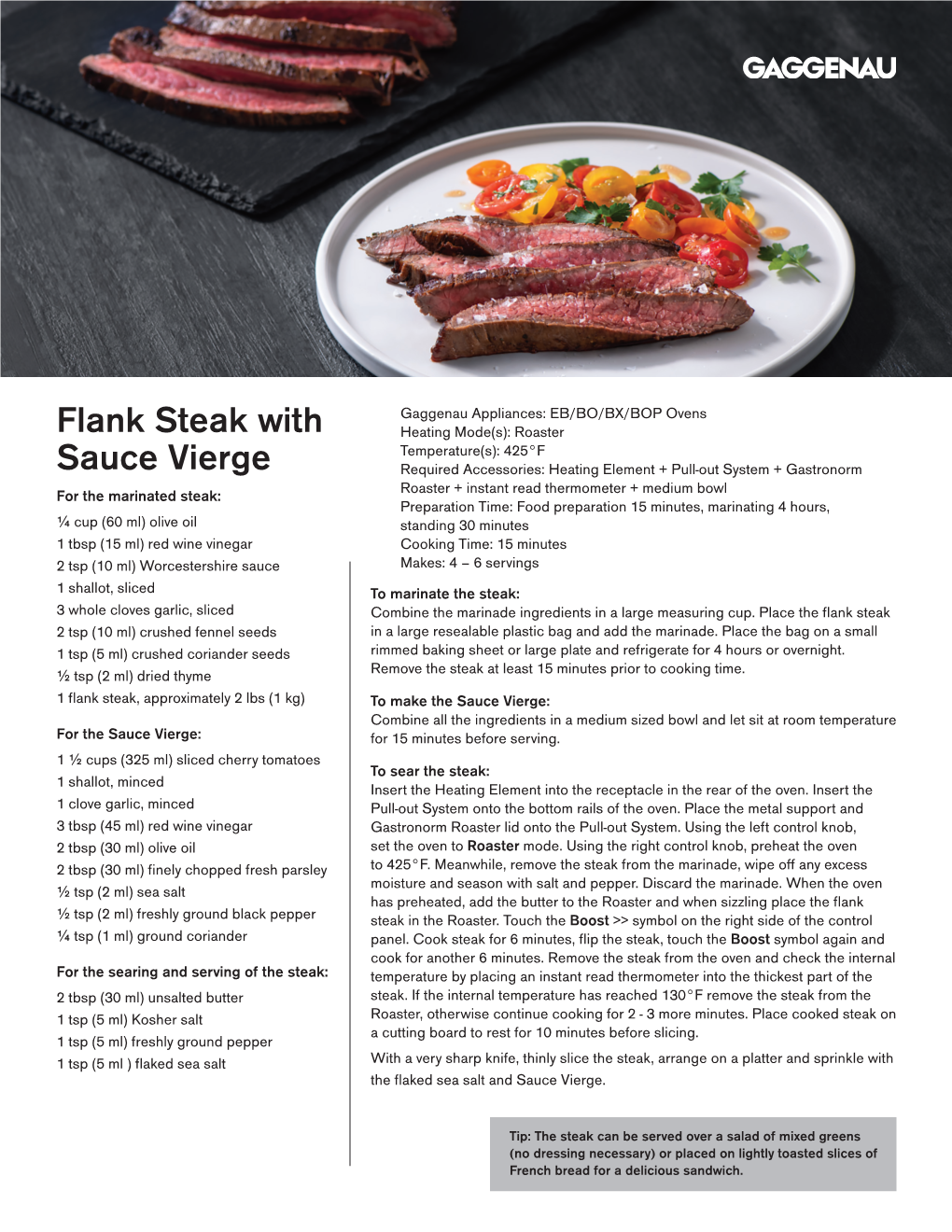 Flank Steak with Sauce Vierge