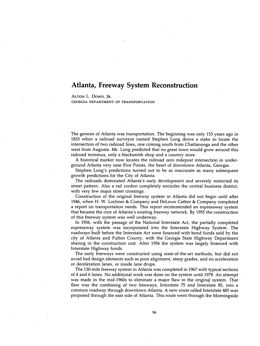 Atlanta, Freeway System Reconstruction