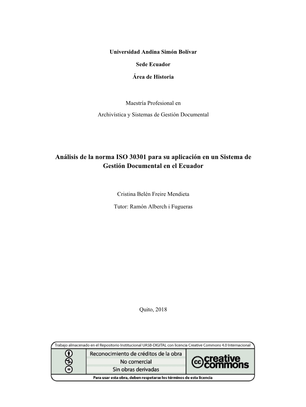Análisis De La Norma ISO 30301 Para Su Aplicación En Un Sistema De Gestión Documental En El Ecuador