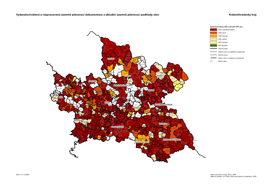 Vydaná/Schválená a Rozpracovaná Územně Plánovací Dokumentace a Aktuální Územně Plánovací Podklady Obcí Královéhradecký Kraj