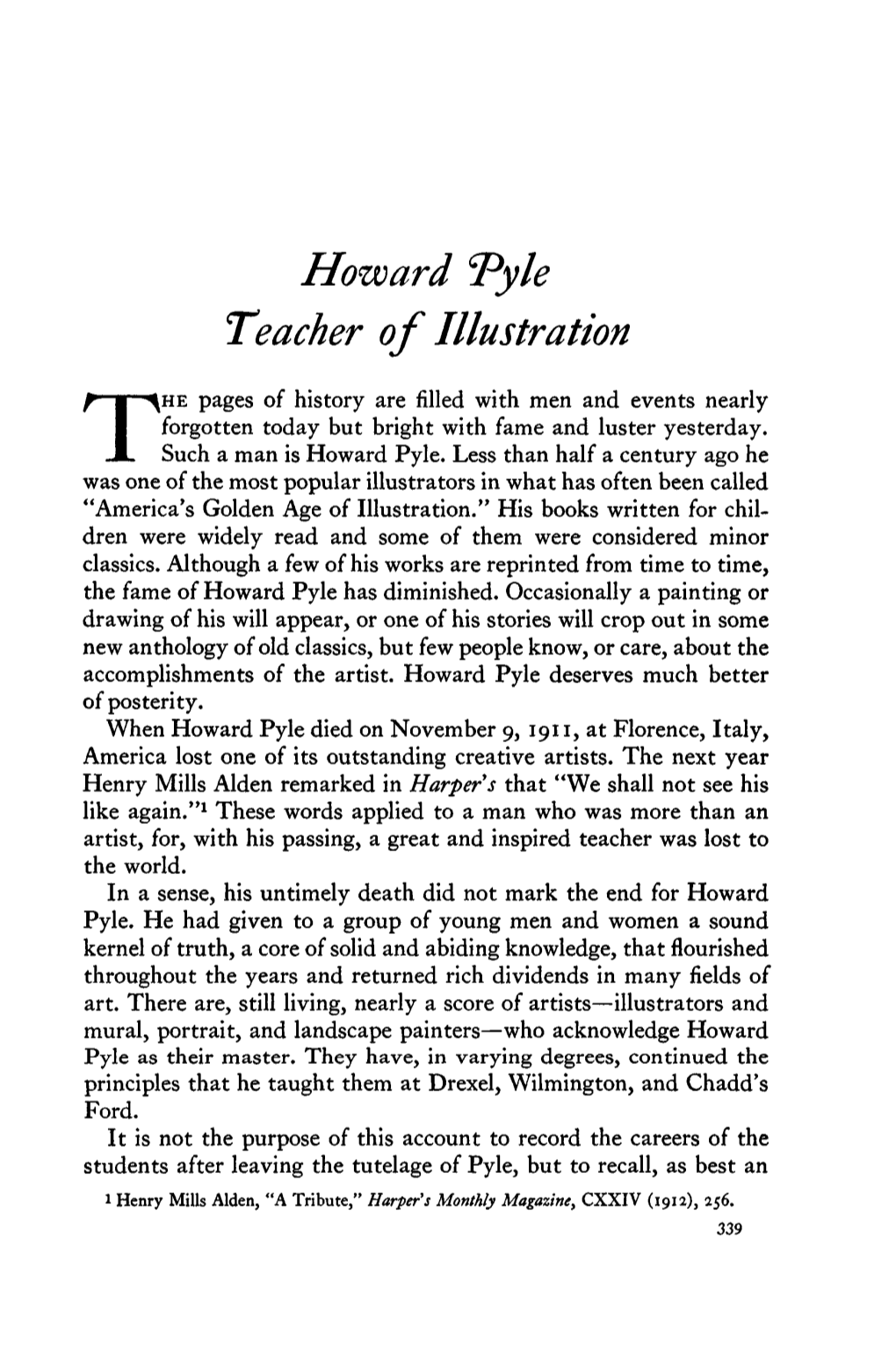 Howard Pyle Teacher of Illustration