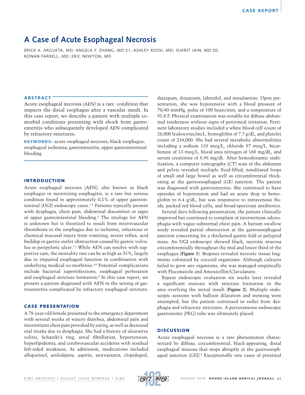 A Case of Acute Esophageal Necrosis