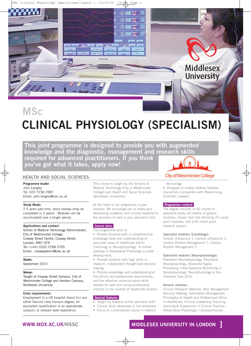 Clinical Physiology (Specialism):Layout 1 23/02/10 16:02 Page 1