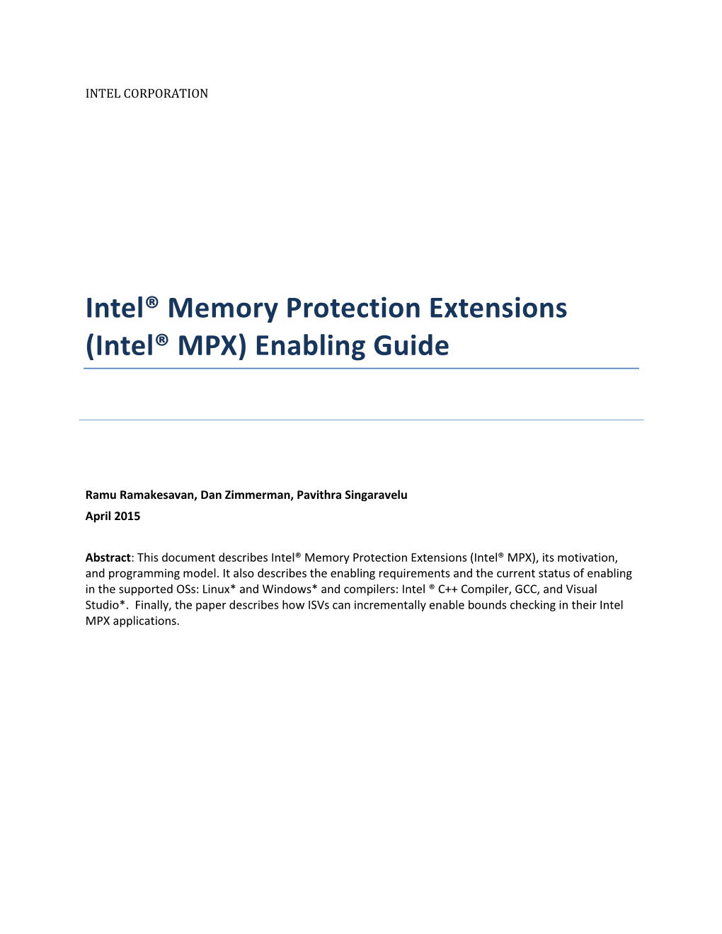 Intel® Memory Protection Extensions (Intel® MPX) Enabling Guide