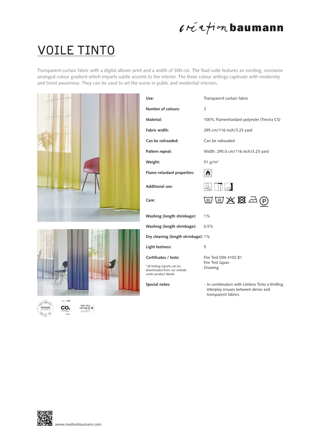 Article Data Sheet VOILE TINTO