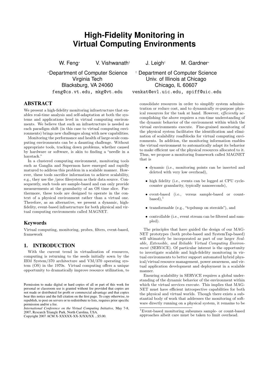 High-Fidelity Monitoring in Virtual Computing Environments