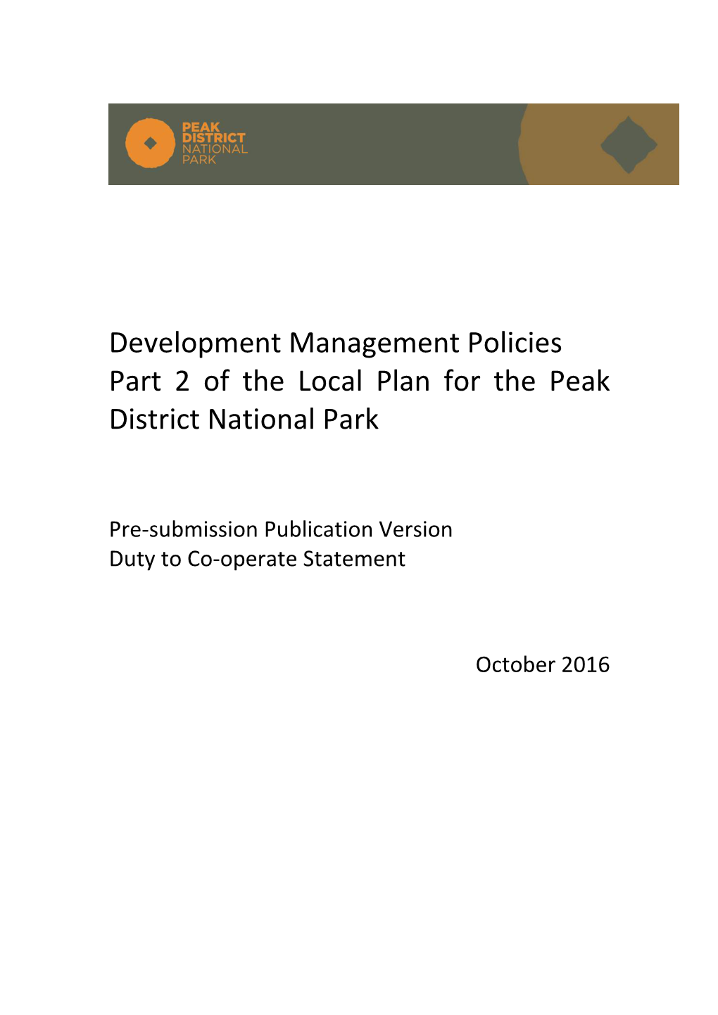 Development Management Policies Duty to Cooperate Statement