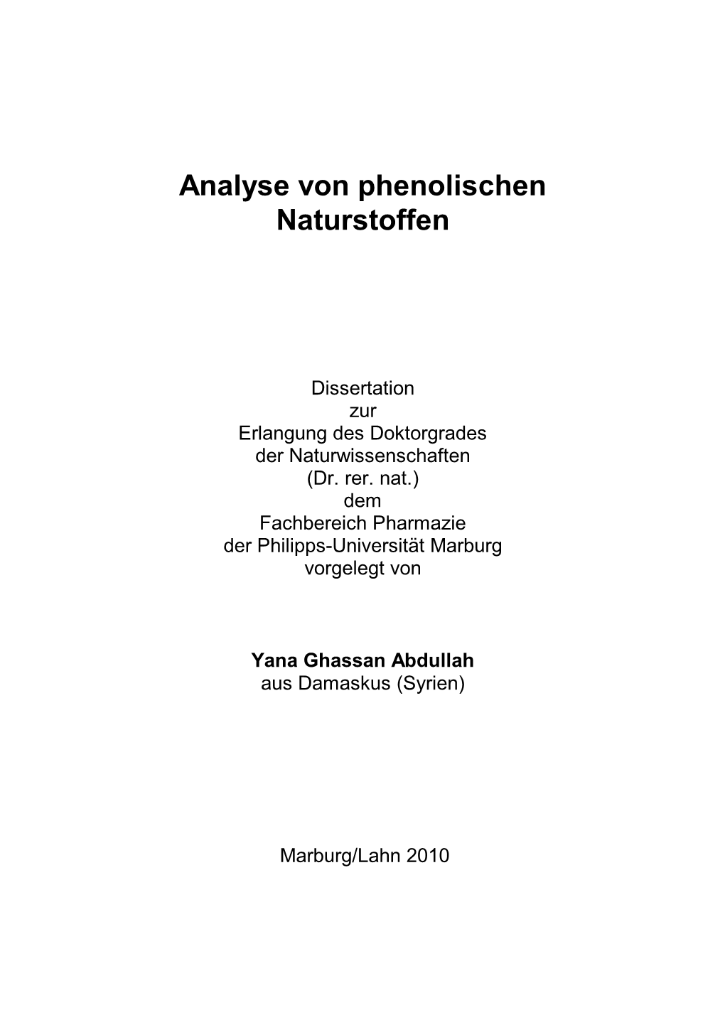 Titelblatt Der Dissertation