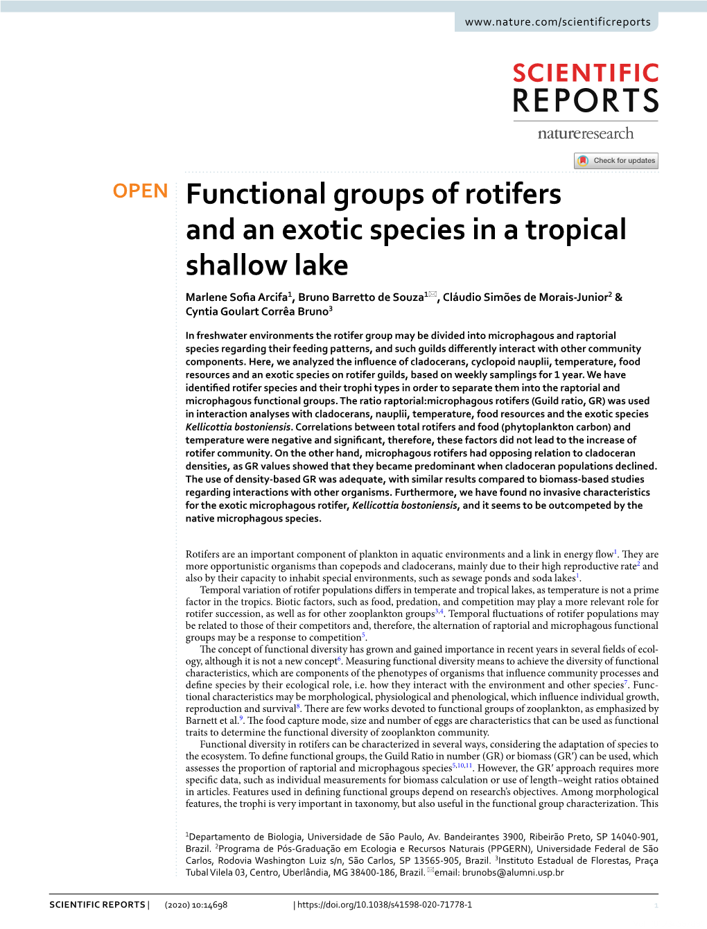 Functional Groups of Rotifers and an Exotic Species in a Tropical Shallow Lake