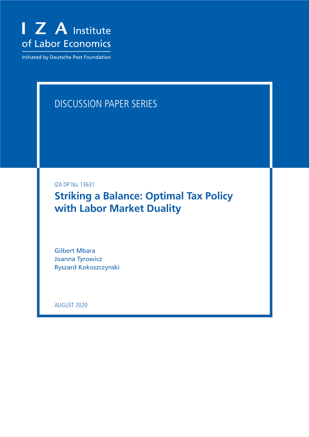 Striking a Balance: Optimal Tax Policy with Labor Market Duality