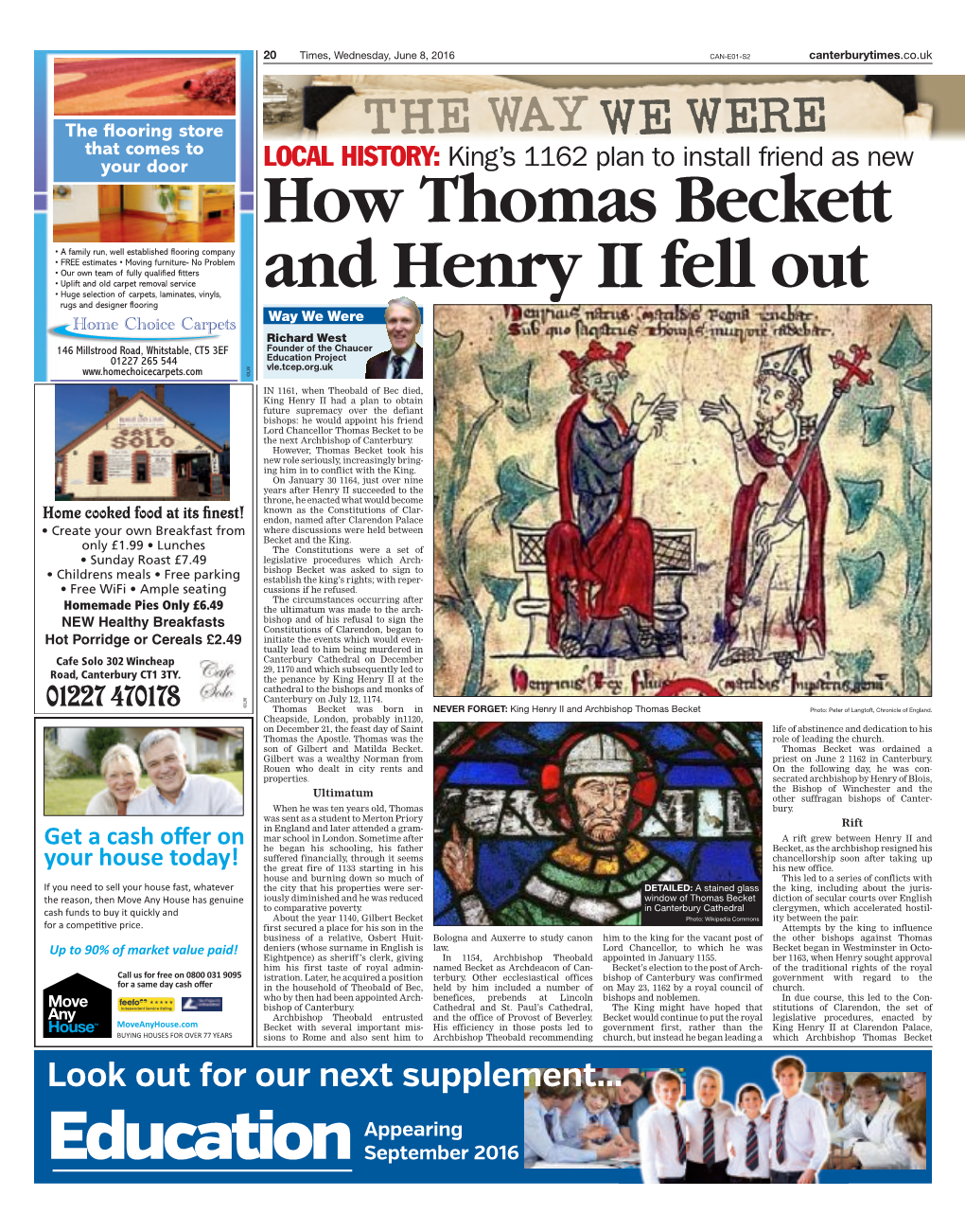 How Thomas Beckett and Henry II Fell out Way We Were Richard West Founder of the Chaucer Education Project Vle.Tcep.Org.Uk