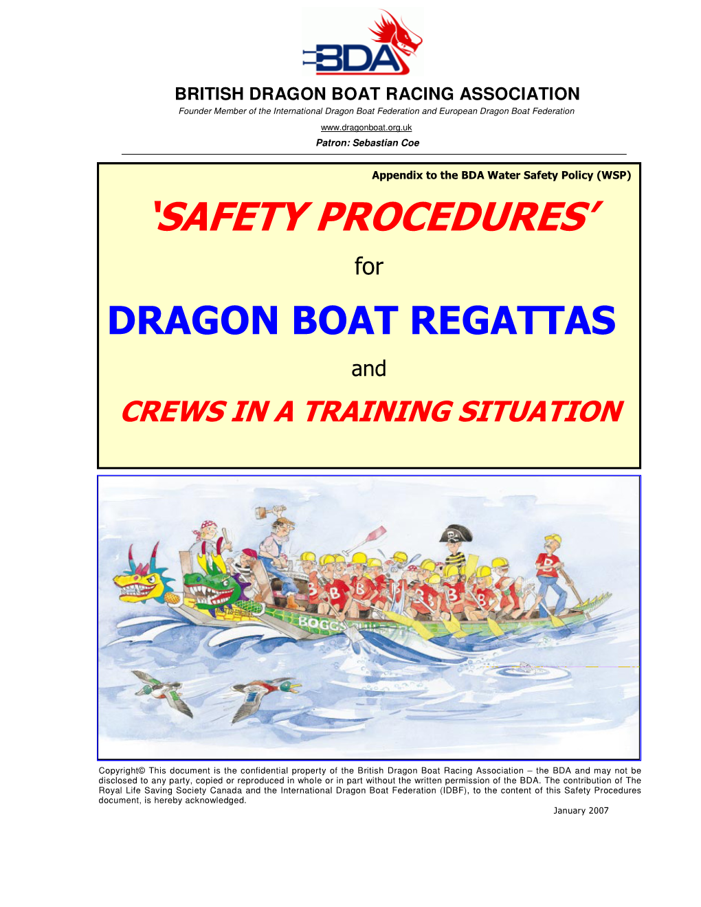 BDA Safety Procedures for Regattas and Training