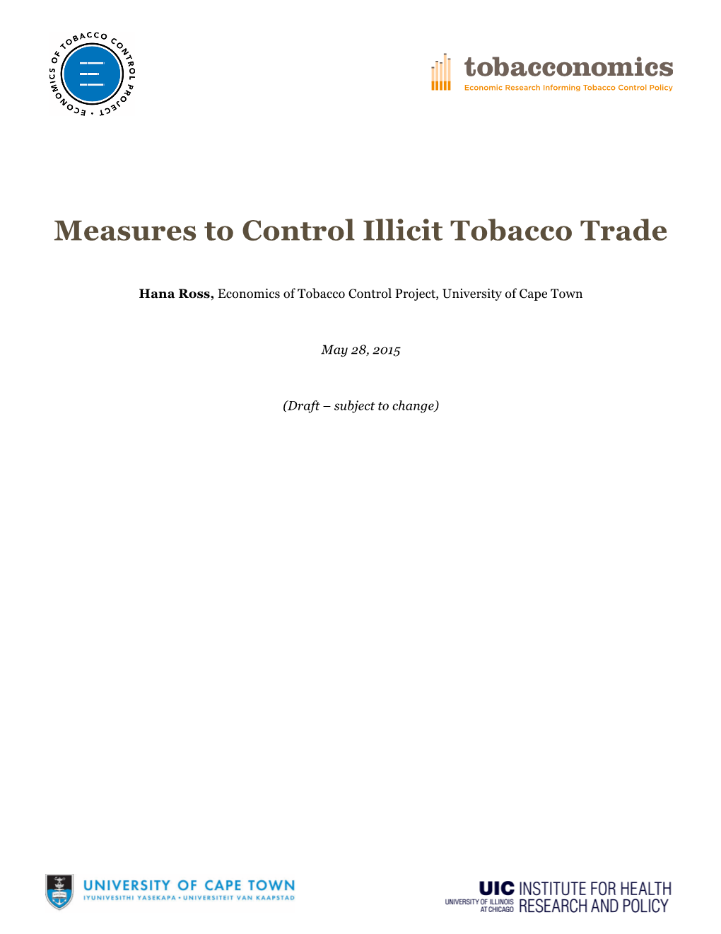 Measures to Control Illicit Tobacco Trade