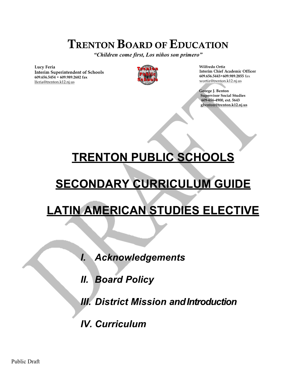 Trenton Public Schools Secondary Curriculum