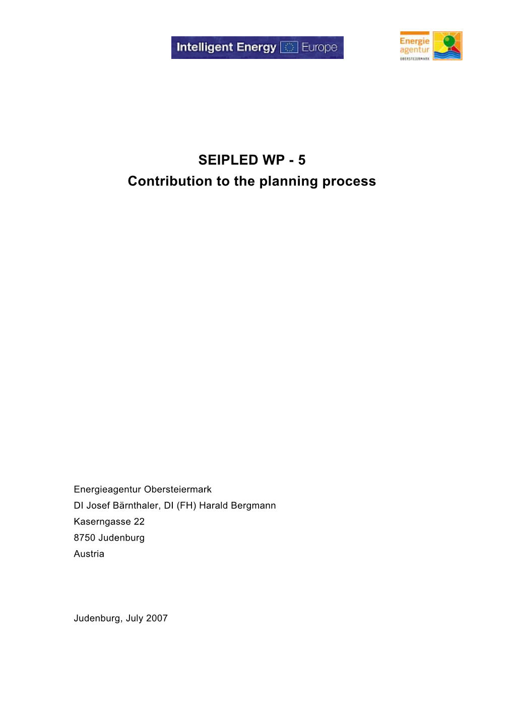 SEIPLED WP - 5 Contribution to the Planning Process