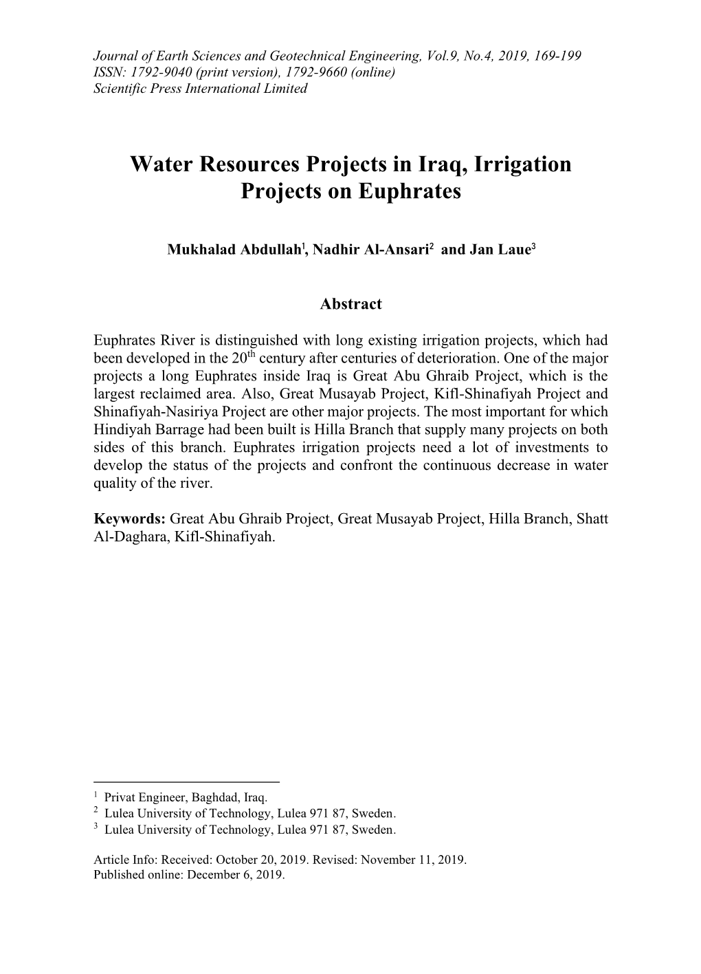Water Resources Projects in Iraq, Irrigation Projects on Euphrates