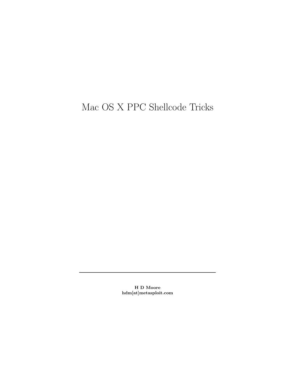 Mac OS X PPC Shellcode Tricks