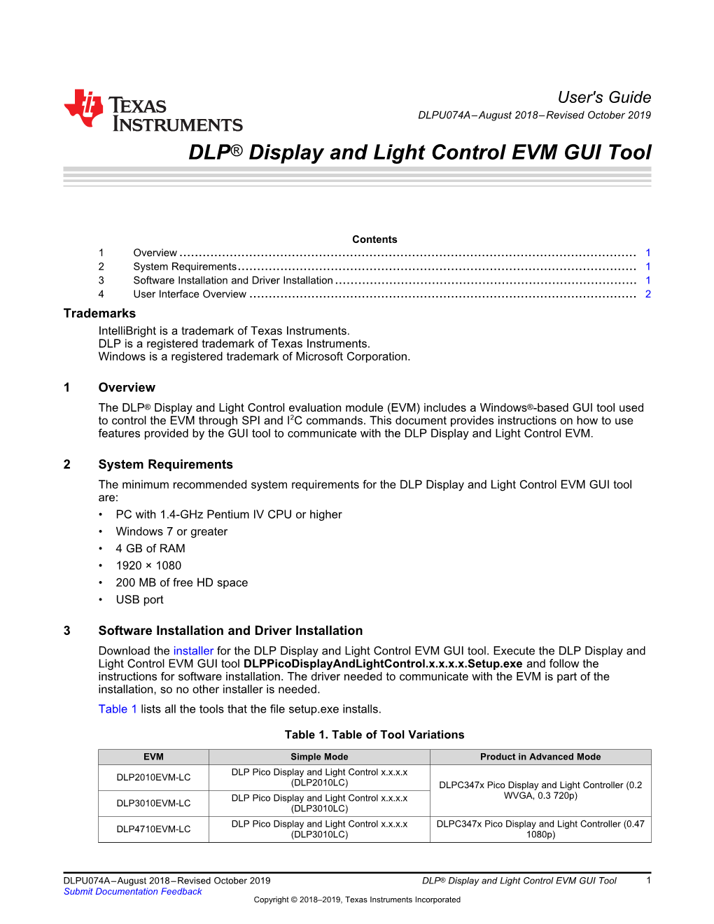 DLP Display and Light Control EVM GUI Tool User Guide (Rev. A)