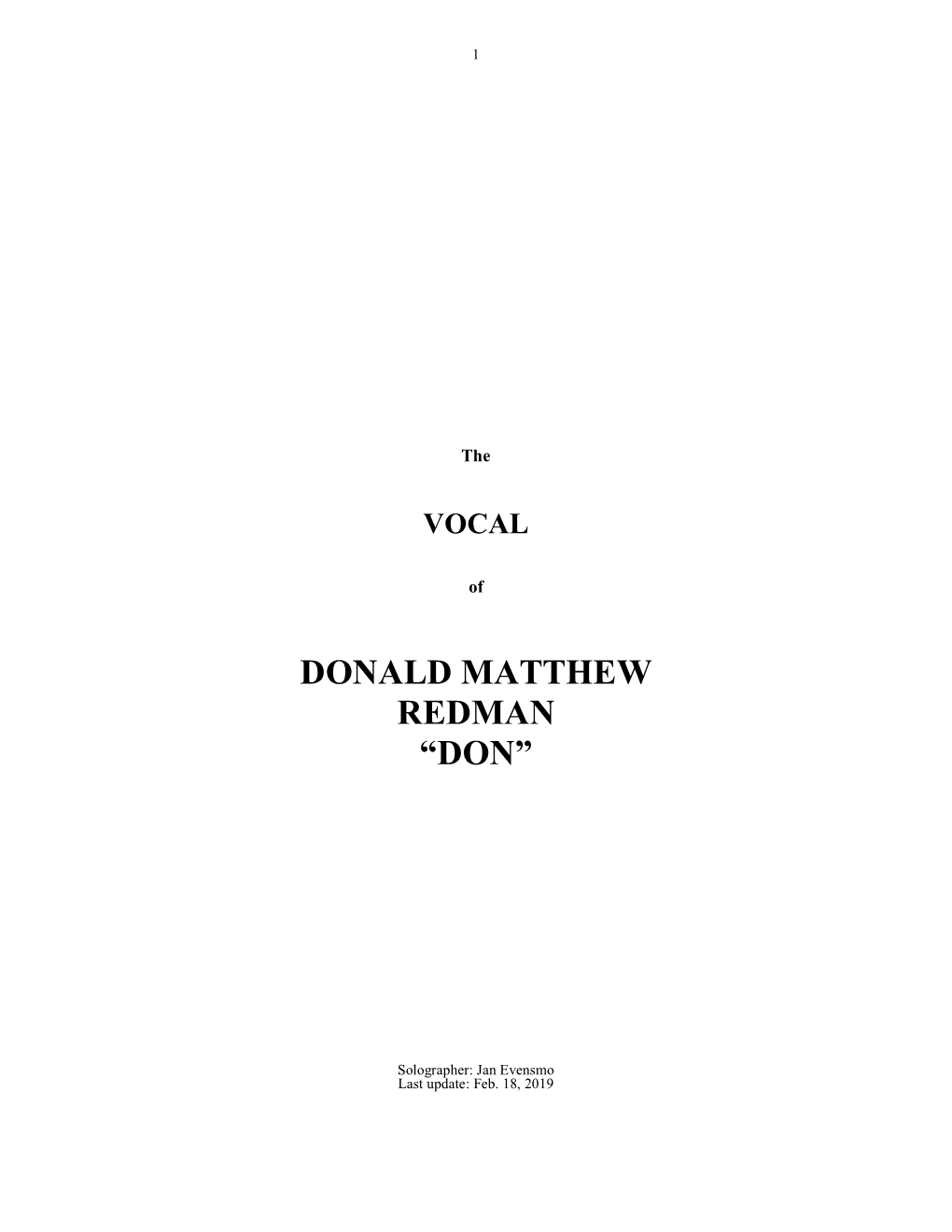 Donald Matthew Redman “Don”