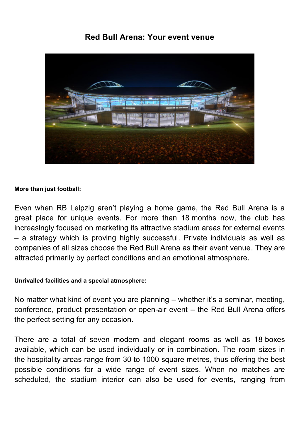 Red Bull Arena: Your Event Venue
