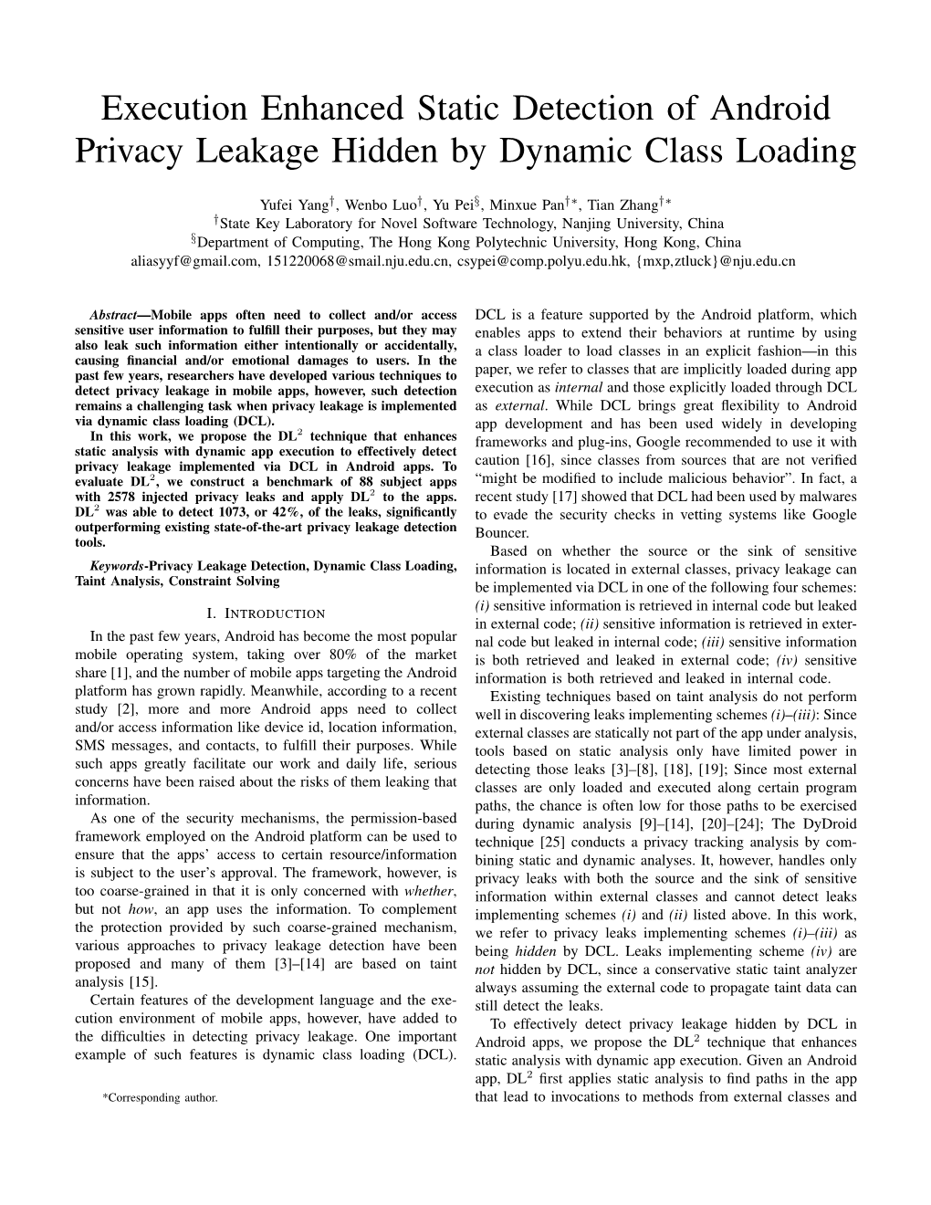 Execution Enhanced Static Detection of Android Privacy Leakage Hidden by Dynamic Class Loading