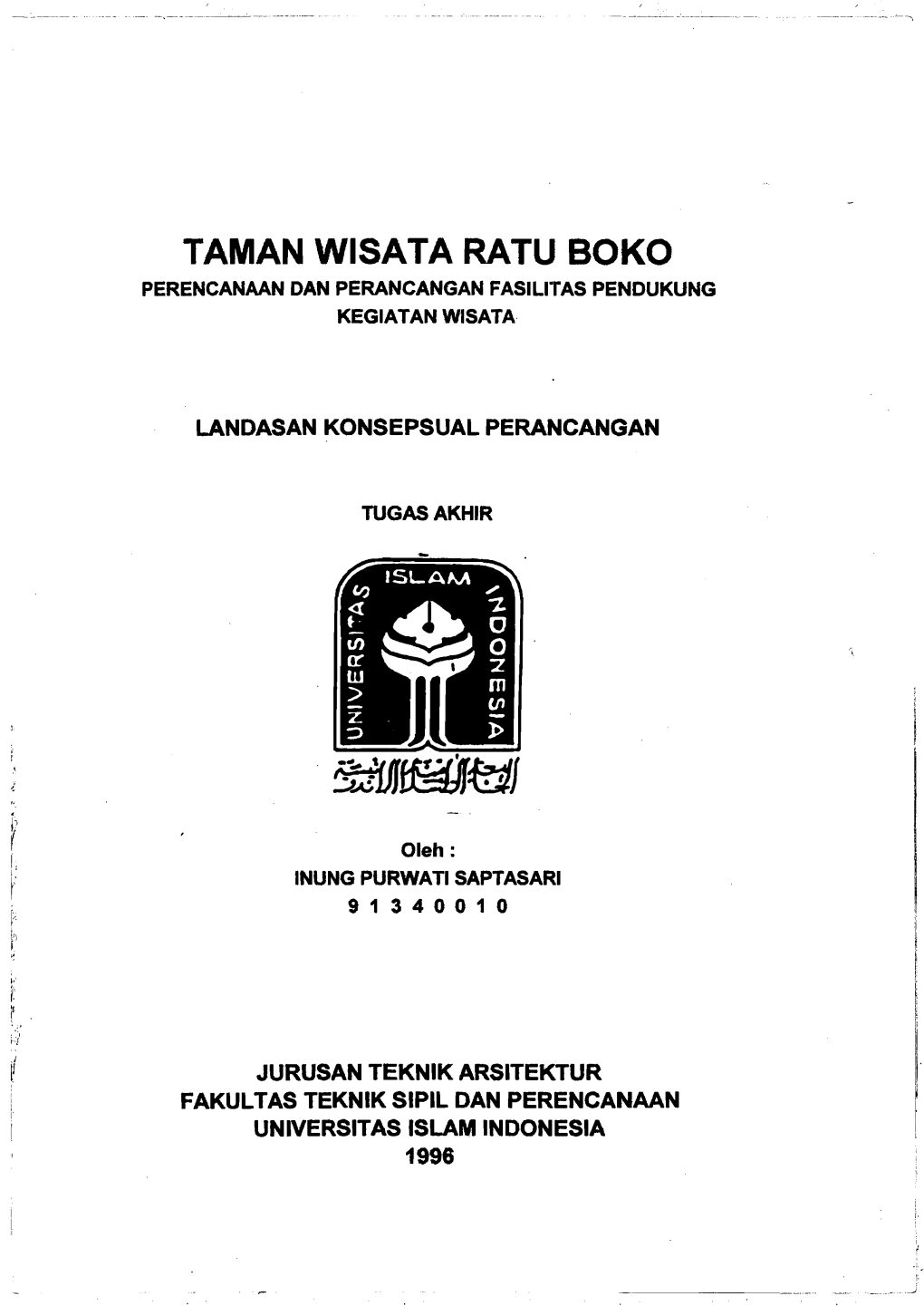 TAMAN WISATA RATU BOKO PERENCANAAN DAN PERANCANGAN Fasilrras PENDUKUNG KEGIATAN WISATA