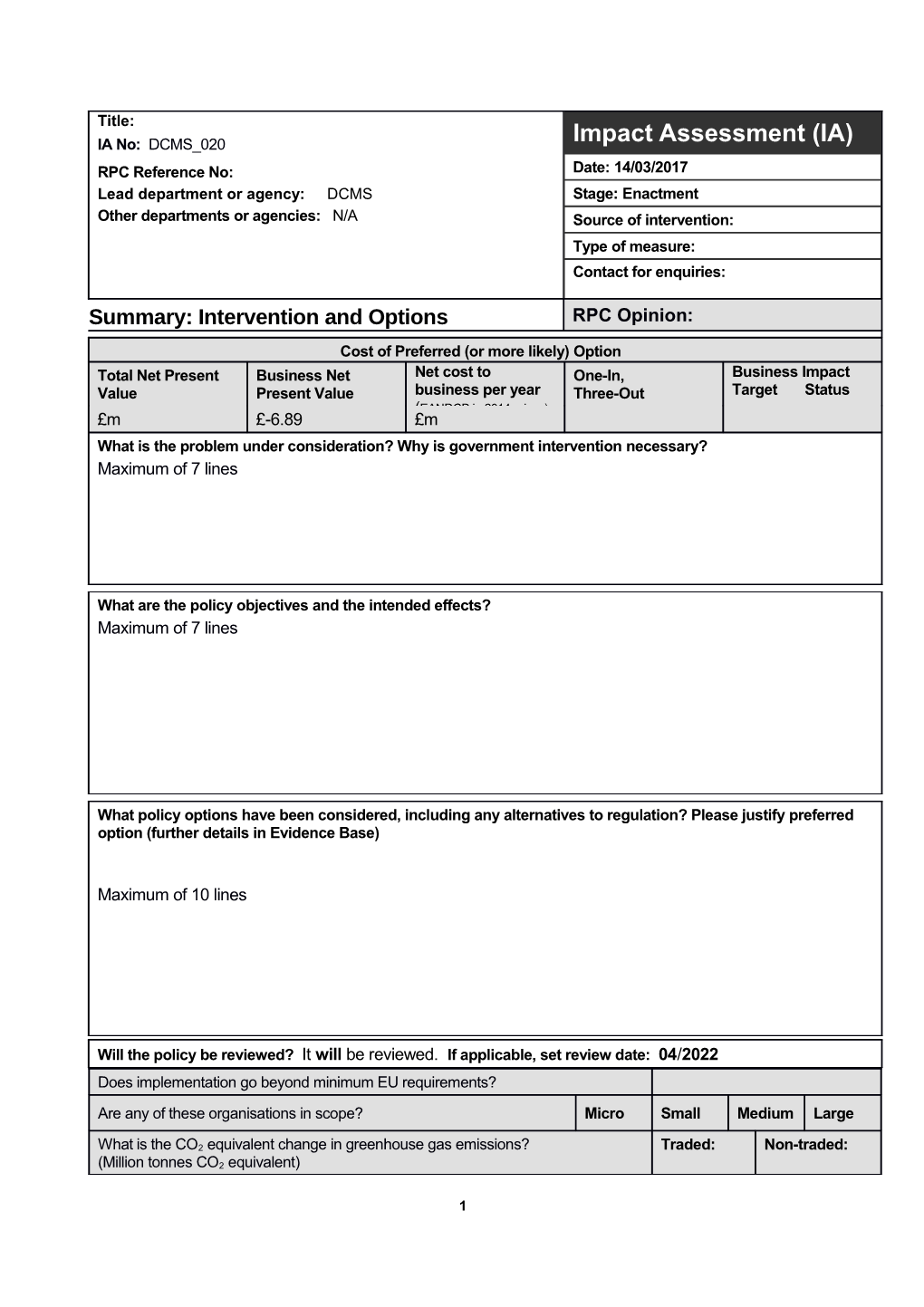 Summary: Intervention and Options s1