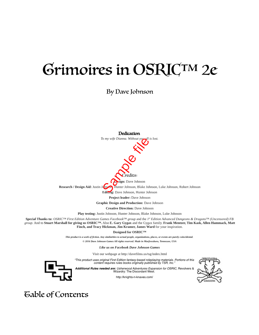 Grimoires in OSRIC™ 2E