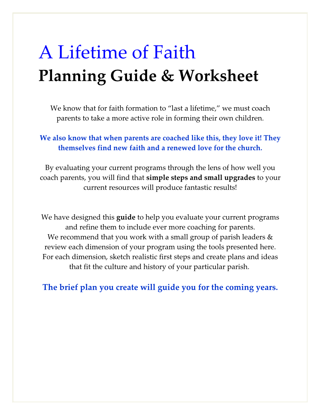 Planning Guide & Worksheet