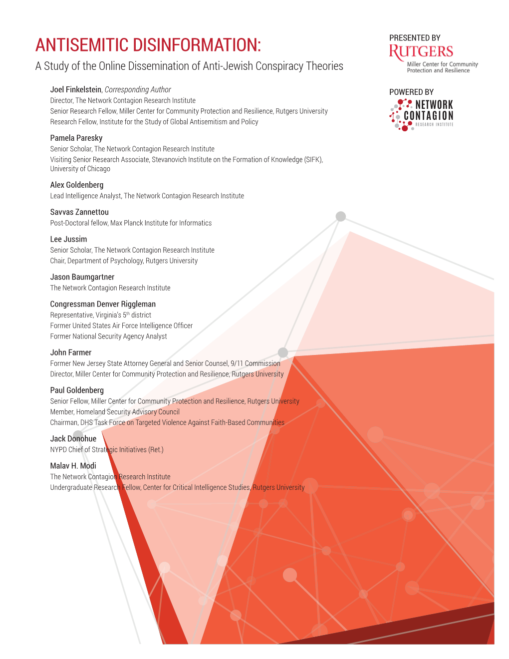 ANTISEMITIC DISINFORMATION: PRESENTED by a Study of the Online Dissemination of Anti-Jewish Conspiracy Theories