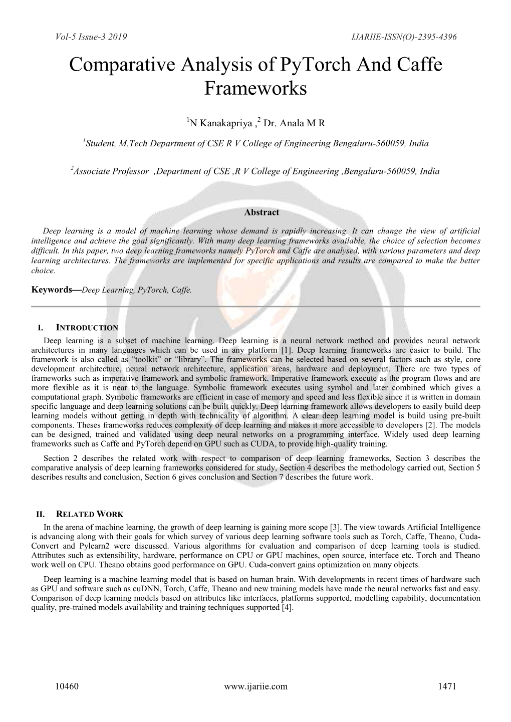 Comparative Analysis of Pytorch and Caffe Frameworks