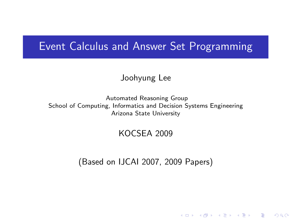 Event Calculus and Answer Set Programming