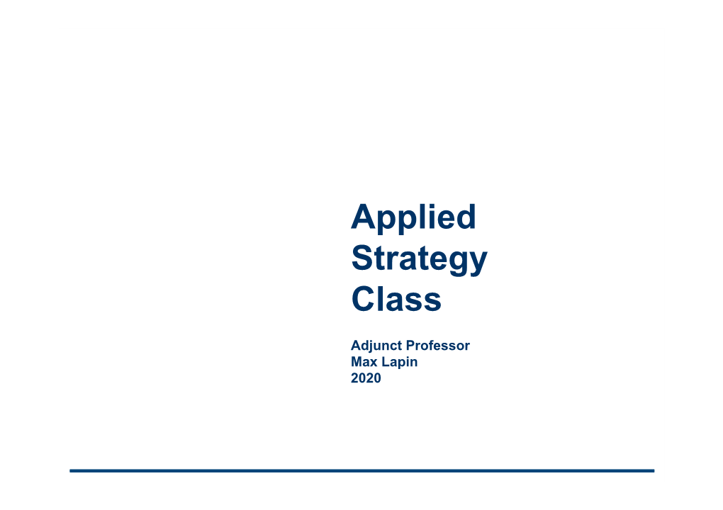 Applied Strategy Class