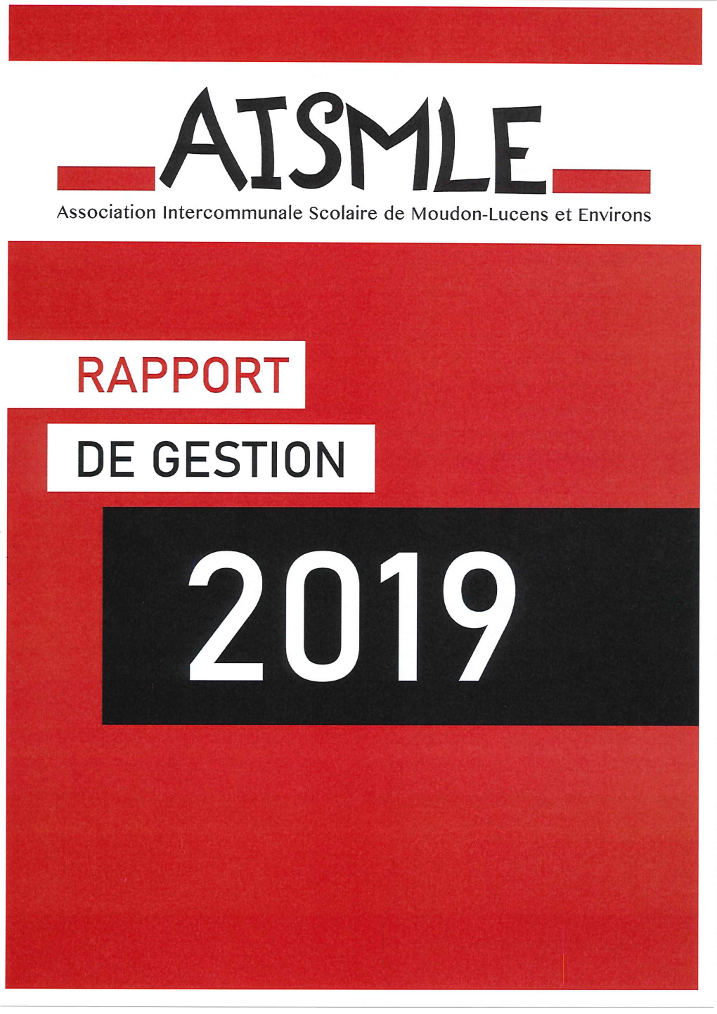 RAPPORT DE GESTION 2019 -ATSMLE- Association Intercommunale Scolaire De Moudon-Lucens Et Environs