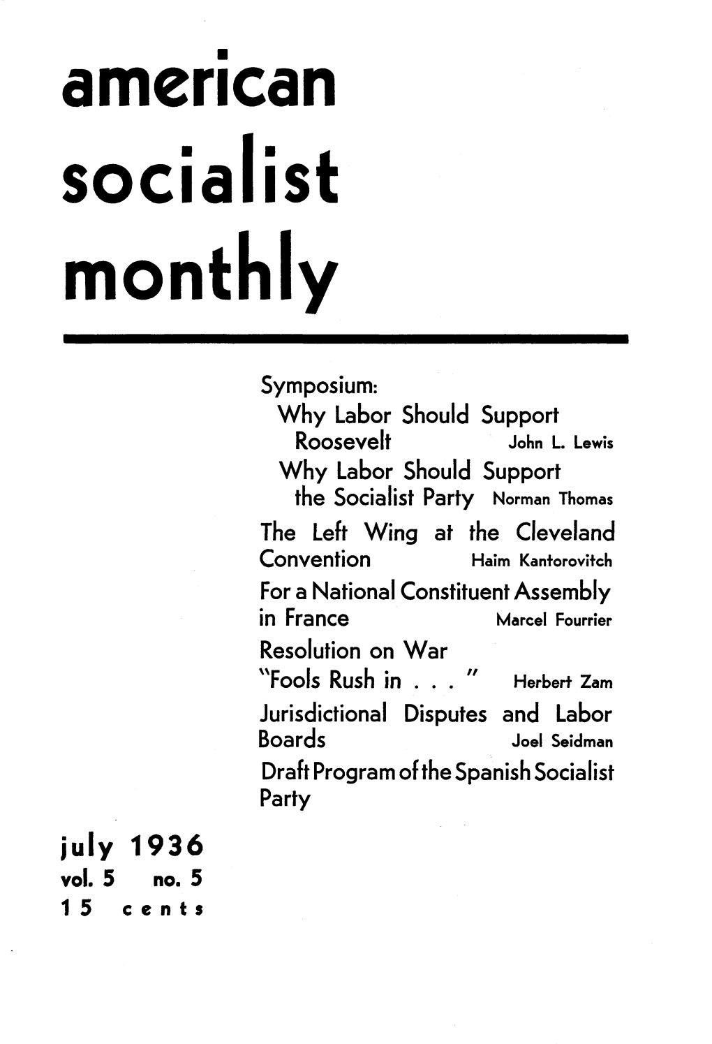 Amencan Socialist Monthly