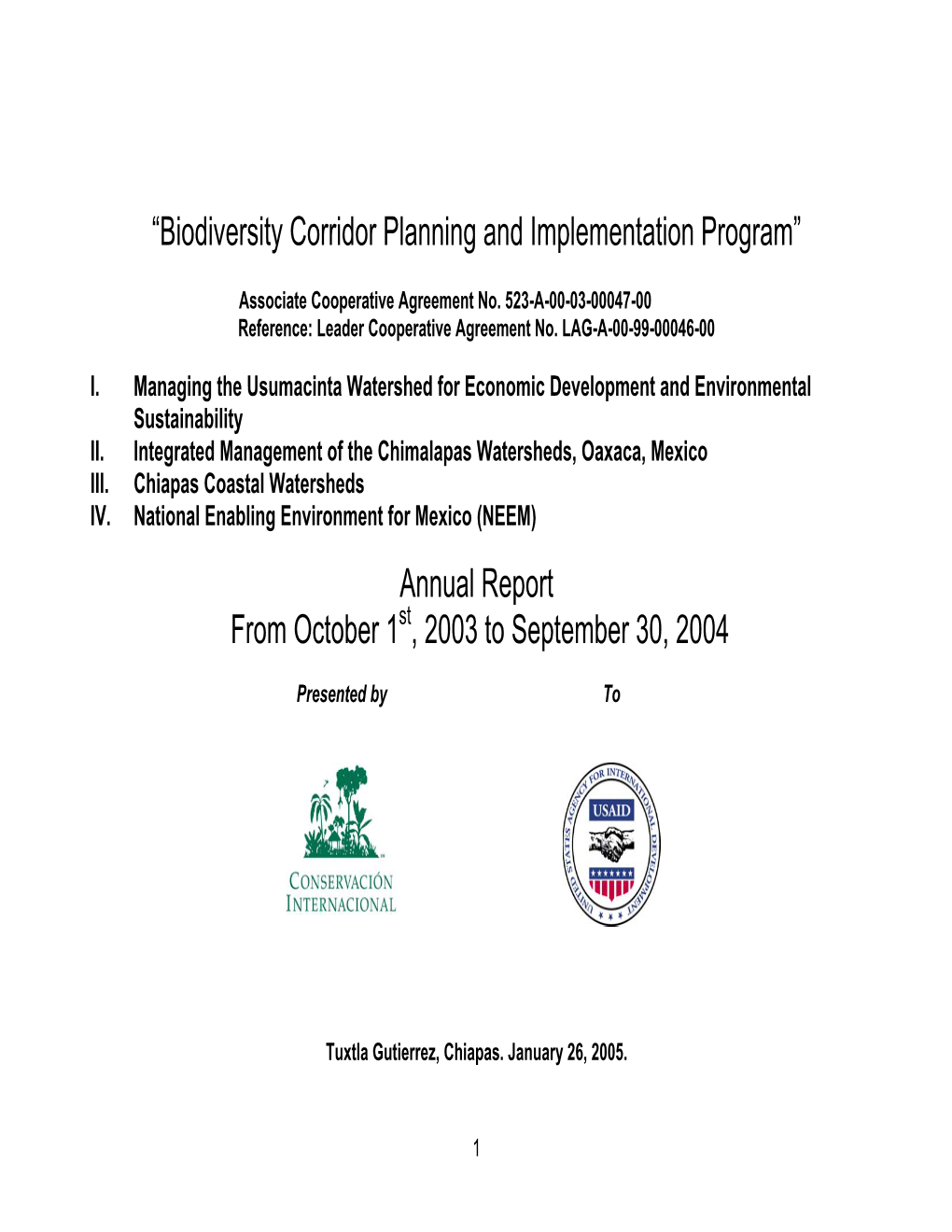 Biodiversity Corridor Planning and Implementation Program”