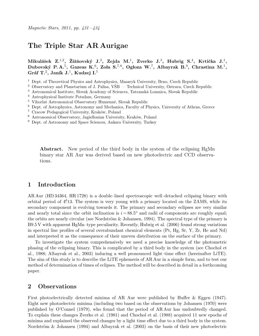 The Triple Star AR Aurigae