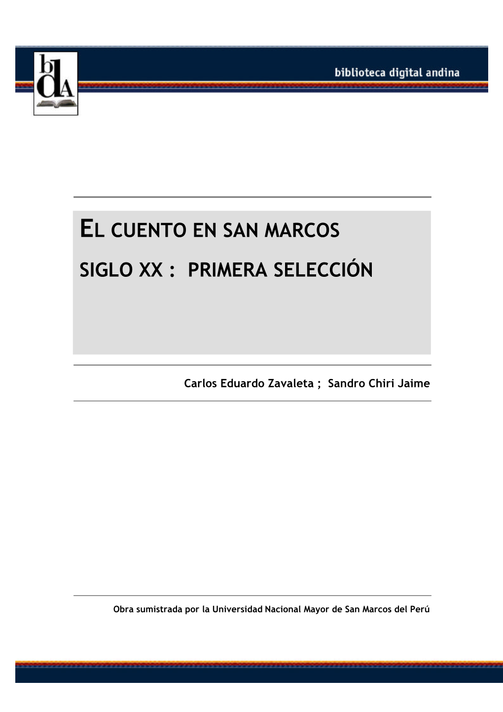 El Cuento En San Marcos Siglo Xx