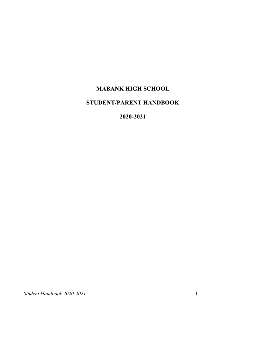 Mabank High School Student/Parent Handbook