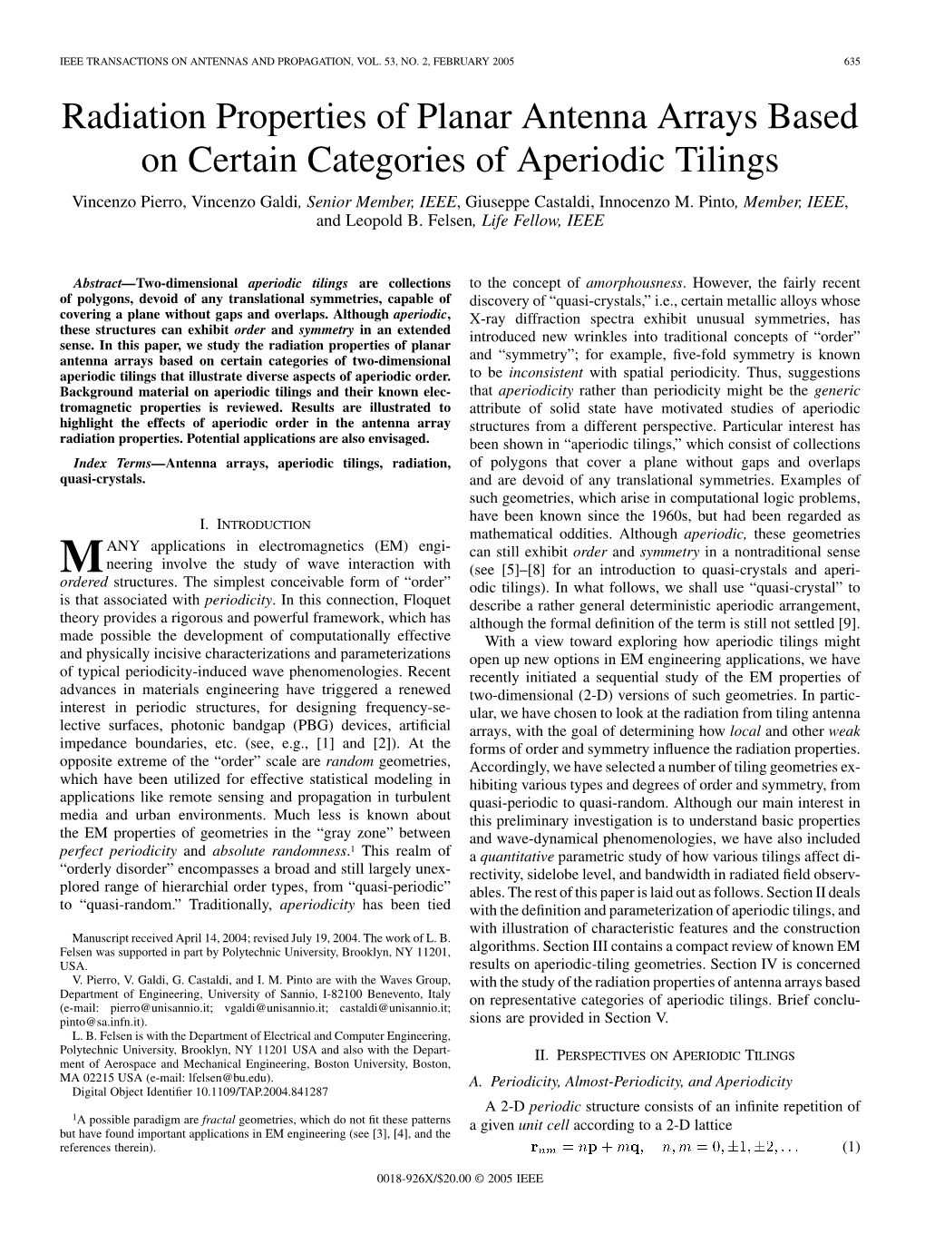 Radiation Properties of Planar Antenna Arrays Based on Certain