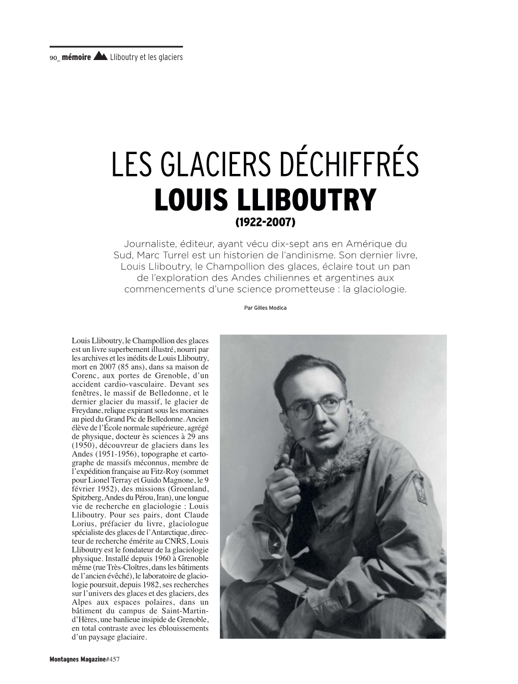 Les Glaciers Déchiffrés Louis Lliboutry (1922-2007)