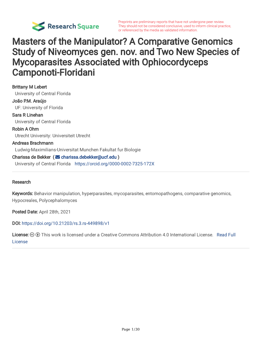 A Comparative Genomics Study of Niveomyces Gen